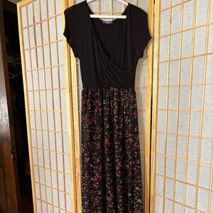 Modcloth Black And Floral Maxi Dress Size S